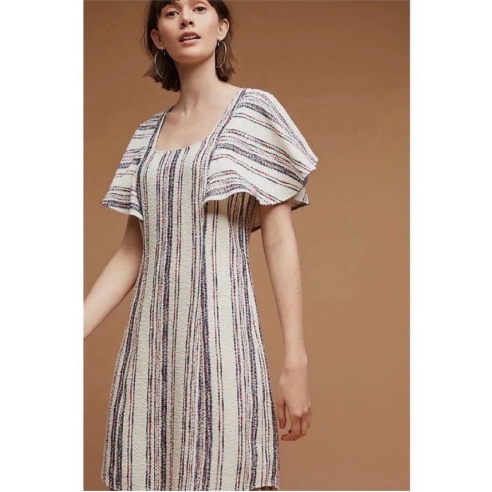 Anthropologie Akemi + Kin Jovanie Dress white red stripes ruffle tunic